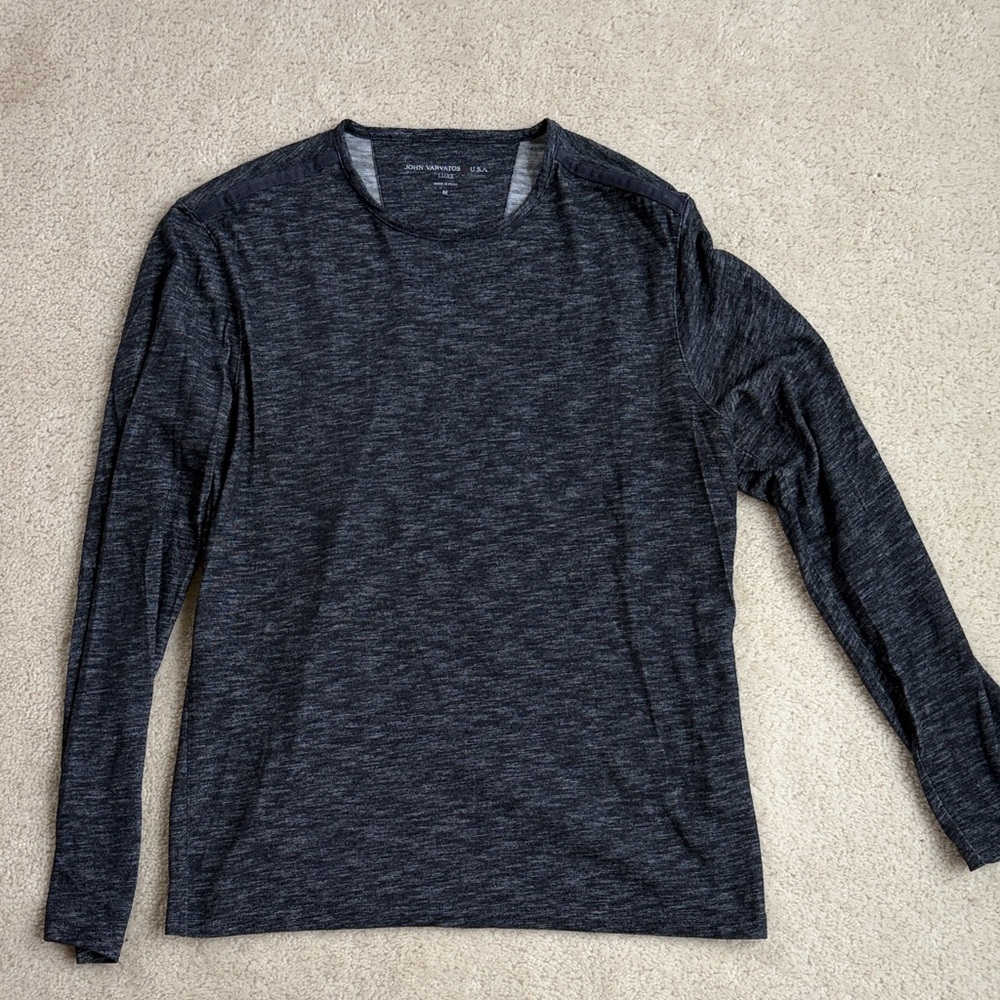 John Varvatos Men's Long Sleeve Crew Neck Shirt - Charcoal Heather